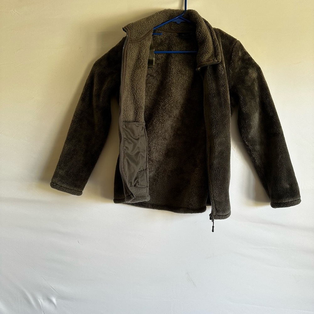 32Heat Jacket Dark Green Woman’s Full Zip Fleece Faux Fur - Picture 12 of 13